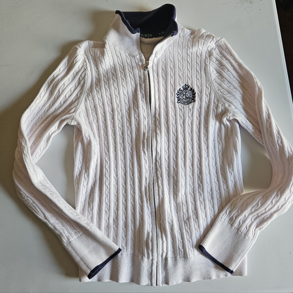 Lauren Ralph Lauren cotton cable knit zip up sweater - Picture 1 of 10